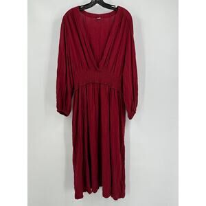 Old Navy Womens Size‎ XXL Boho Maxi Dress Burgundy Smocked Waist Cottagecore
